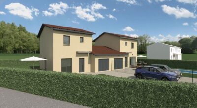 Projet de maison mitoyenne par le garage à Montagny