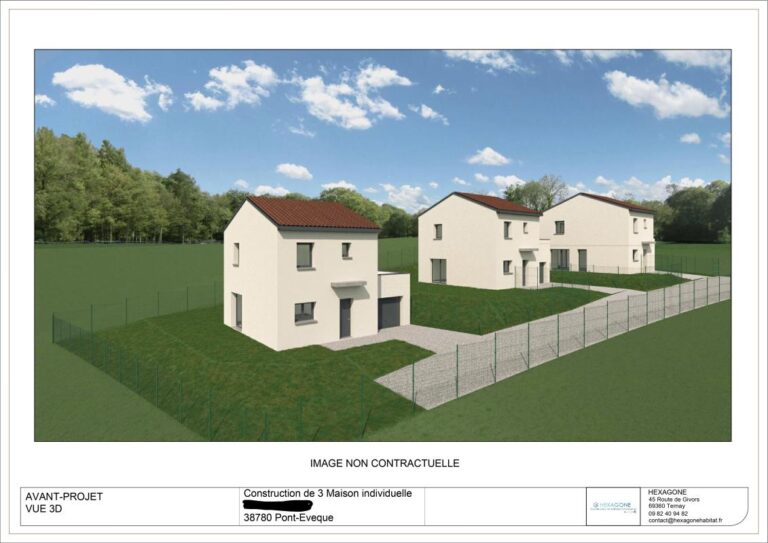 Projet de maison individuelle à Pont-Évêque — vue 3D de l'avant-projet, Hexagone constructeur